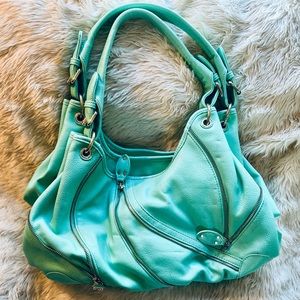 Mint colored, zipper detail purse
